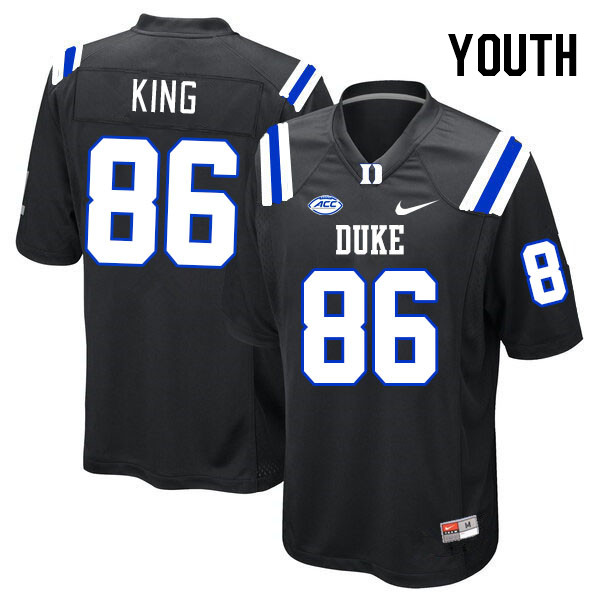 Youth #86 Charlie King Duke Blue Devils College Football Jerseys Stitched-Black